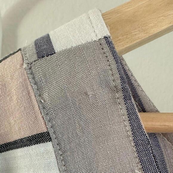 S Women's Three Dots Flutter Sleeve Cropped Striped Shirt - Pink Blue Cream Grey - Picture 3 of 6